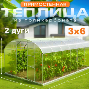 Теплица прямостенная 3х6 профиль 25х25 двойная дуга